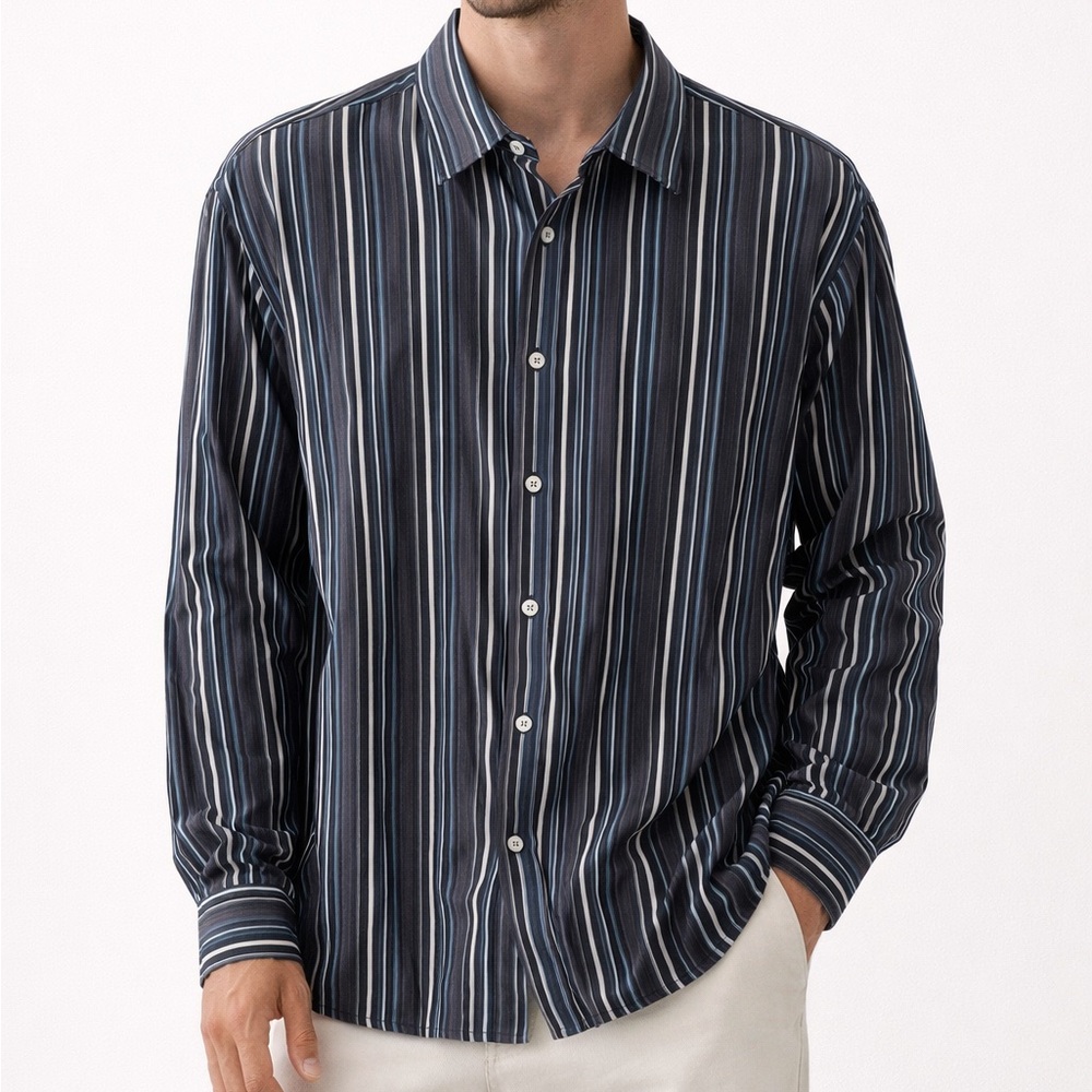 English Laundry 100% Cotton Blue Striped Long Sleeve Button Down 16.5